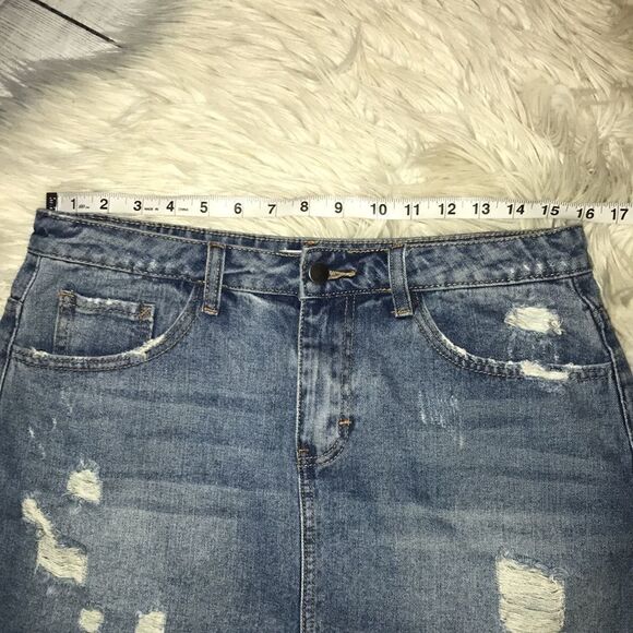 Superdown Elodie Denim Skirt Distressed Mini - Picture 5 of 7